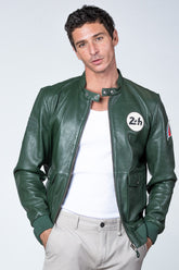 Men's 24H Le Mans Denis green leather jacket